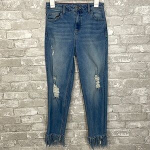 Cello Distressed Fringe Hem Jeans